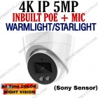 New IP 5MP Dome Indoor Inbuilt Poe + Mic Starlight/WarmLight Color Night Vision Camera *1 Year Warranty*